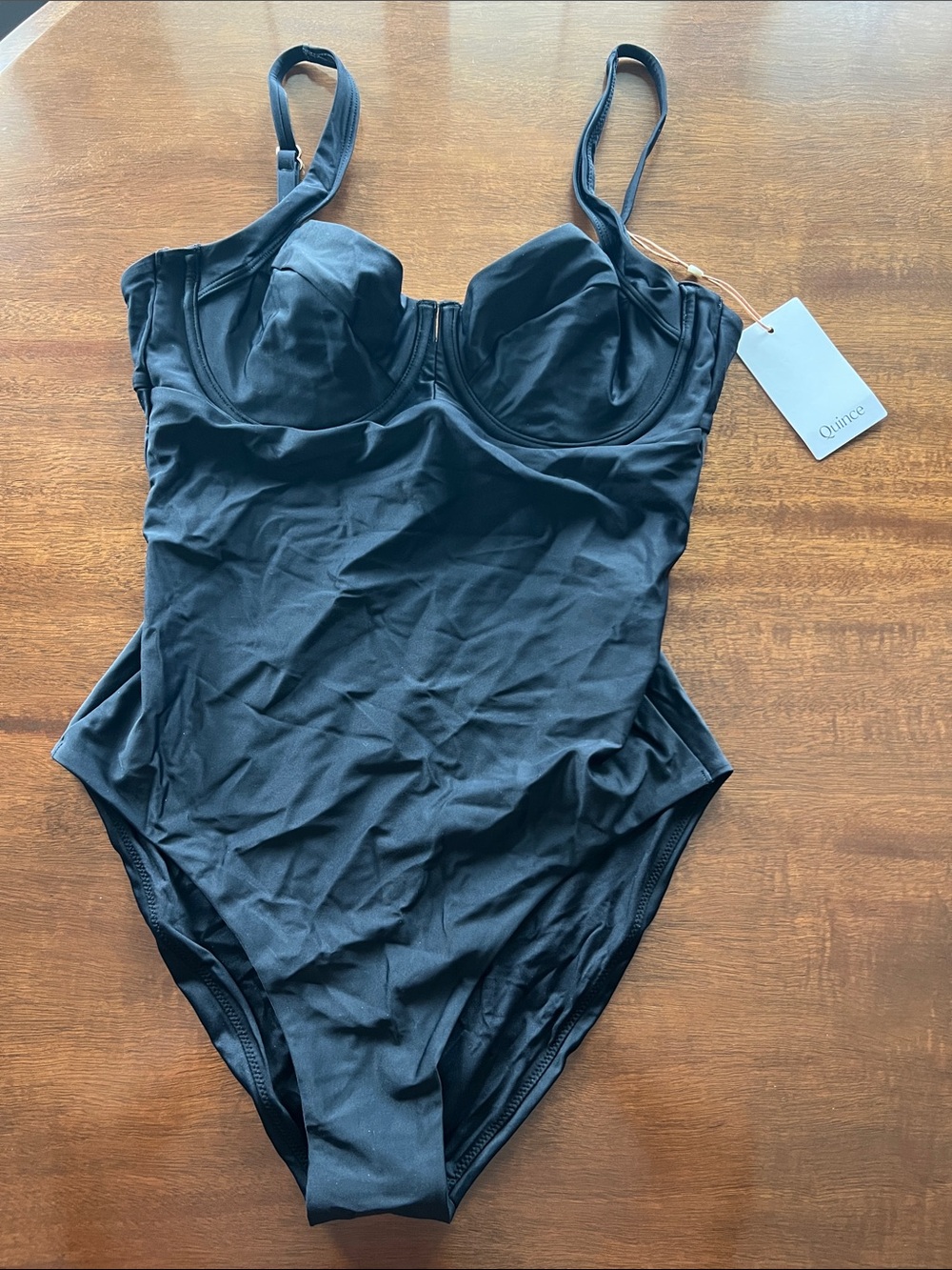 Quince Black One-Piece Swimsuit with Underwire Cups